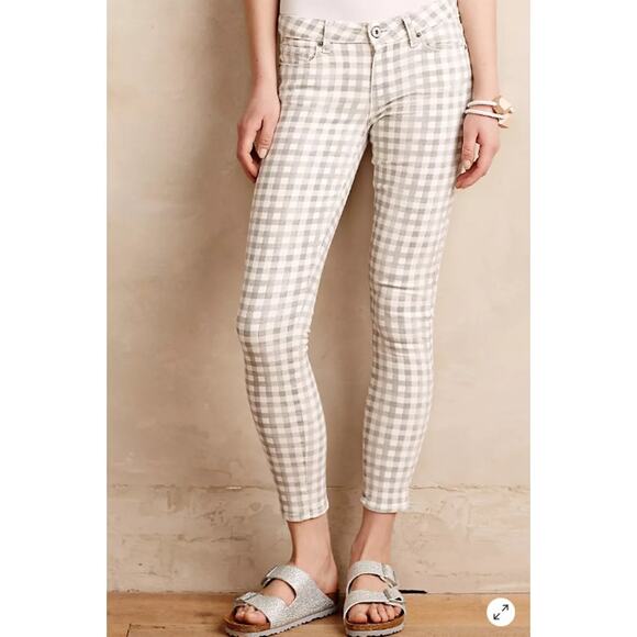 Anthropologie Paige Verdugo Ankle Skinny Jeans Gray Gingham size 29 - Picture 2 of 8